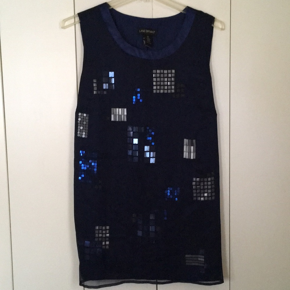 Lane Bryant Navy blue tunic with sequins22W